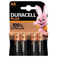 Plus 100% alkaliskt AA-batteri – 4, 8 eller 12 enheter – Duracell