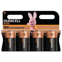 Plus 100% D alkaliskt batteri – 2 eller 4 enheter – Duracell