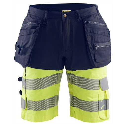 Varselshorts med stretch Marinblå/Varselgul - Blåkläder