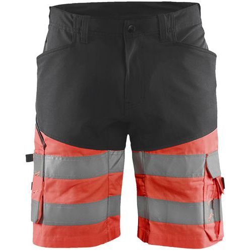 Varselshorts med stretch utan spikfickor Svart/Varselröd - Blåkläder