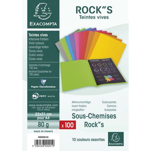 Paket med 100 Rock’s 80 insticksmappar – 22x31 cm – Exacompta