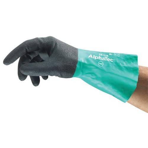 Handskar nitril ergonomiska AlphaTec® 58-128 - sats om 144 - Ansell