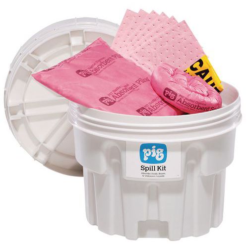 Absorbenter - spillkit med plastfat, Kemikalier - Pig