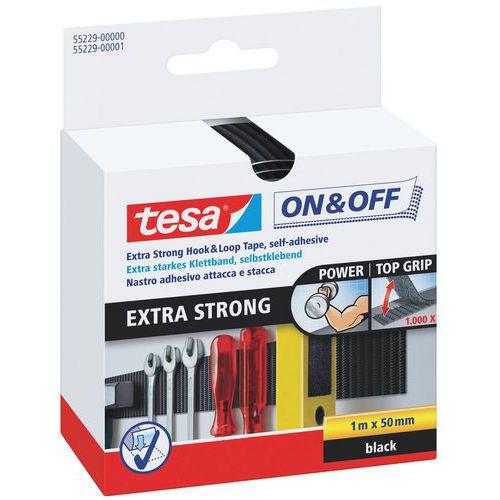 Kardborrband Tesa On & Off Extra stark