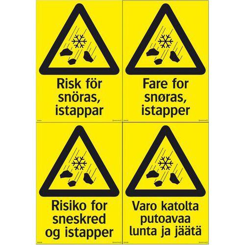 Varningsskyltar - Risk för snöras, istappar