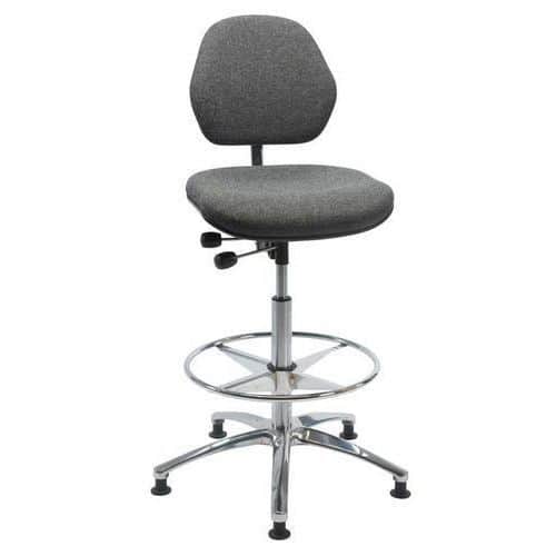 Arbetsstol ESD tyg, hög, glidfötter - Global Professional Seating