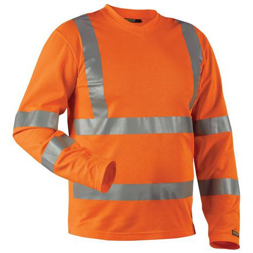 UV-skyddad varsel-T-shirt med lång ärm Varselorange - Blåkläder