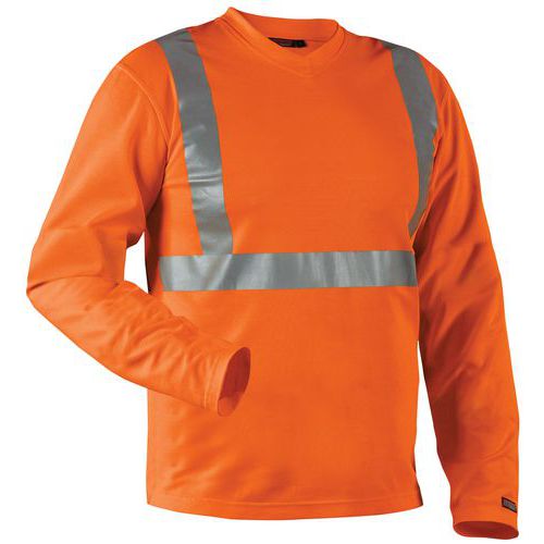 UV-skyddad varsel-T-shirt med lång ärm Varselorange - Blåkläder