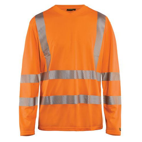 UV-skyddad varsel-T-shirt med lång ärm Varselorange - Blåkläder