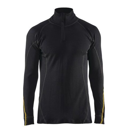 Flamskyddad underställströja half-zip, 68% merinoull Svart - Blåkläder