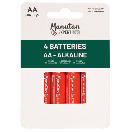 Alkaliskt batteri AA/LR06 - 4-pack - Manutan Expert