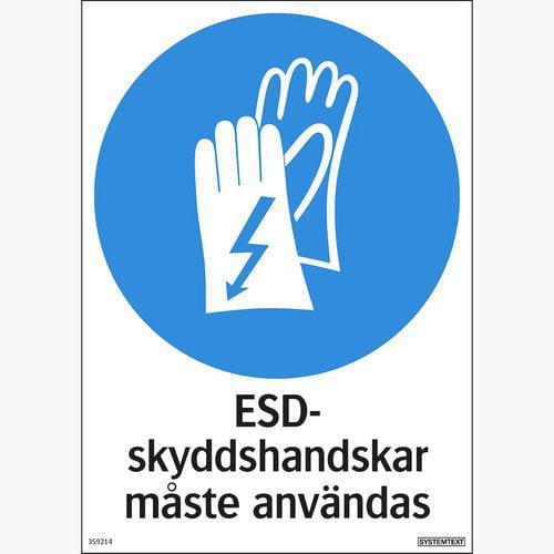 Skylt Elektriskt isolerade skyddshandskar måste användas