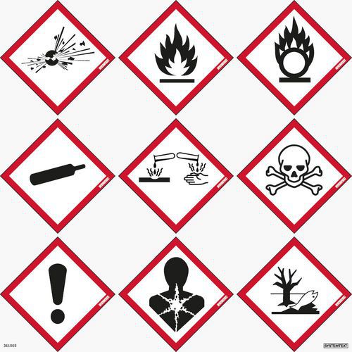 Skylt Faropiktogram clp set 9 st