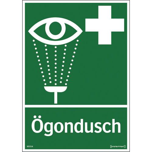 Nödskylt med SE text - Ögondusch