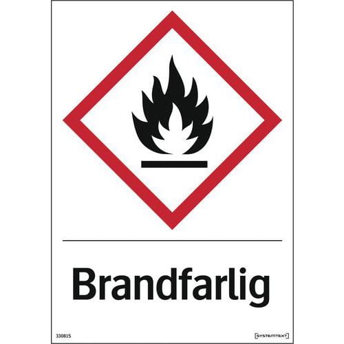 Varningsdekal med SE text - Brandfarlig