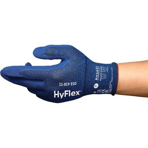 Arbetshandskar ergonomiska HyFlex®11-819 ESD- Ansell