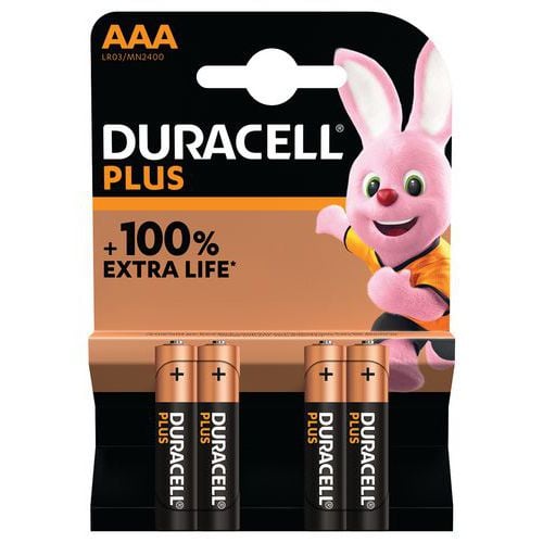 Plus 100% alkaliskt AAA-batteri – 4, 8 eller 12 enheter – Duracell