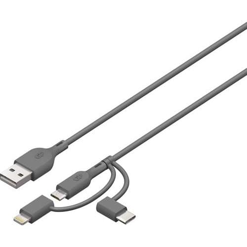 Slitstark 1-meters 3-i-1-USB-kabel, 18 W - GP