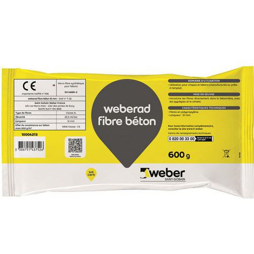 Fiber för betong Weberad 12 mm - 600 g - Weber Saint Gobain